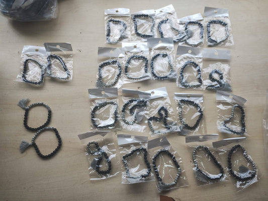 LAVA + GEMSTONE TASSEL BEADED BRACELETS - BRAND NEW IN ORIGINAL PACKAGING - JOBLOT OF 24