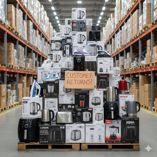 70+ UNITS – BRANDED PALLET: TEFAL, BREVILLE, PHILIPS, NINJA, BOSCH, LOGIK – RETURNS – SEE DETAILS!