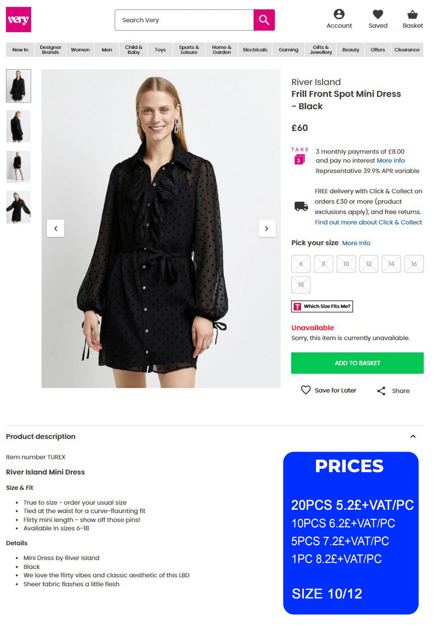 RIVER ISLAND BLACK DRESS BRAND NEW RRP £49 EBAY DAILY SELLERS PRODUCTS