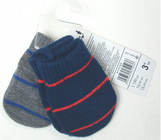 192 X 2PK BABY MITTENS-GREY & BLUE-50505817