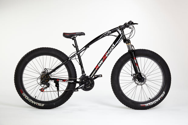 MOUNTAIN BIKE BICYCLE MEN/WOMEN FAT TIRE 26" WITH FRONT SUSPENSION - BLACK (04)