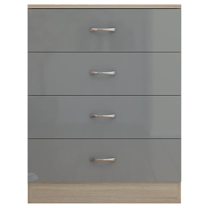 Bid on 4 DRAWER CHEST - HIGH GLOSS GREY ON SONOMA OAK FRAME- Buy &amp; Sell on Auction with EAMA Group