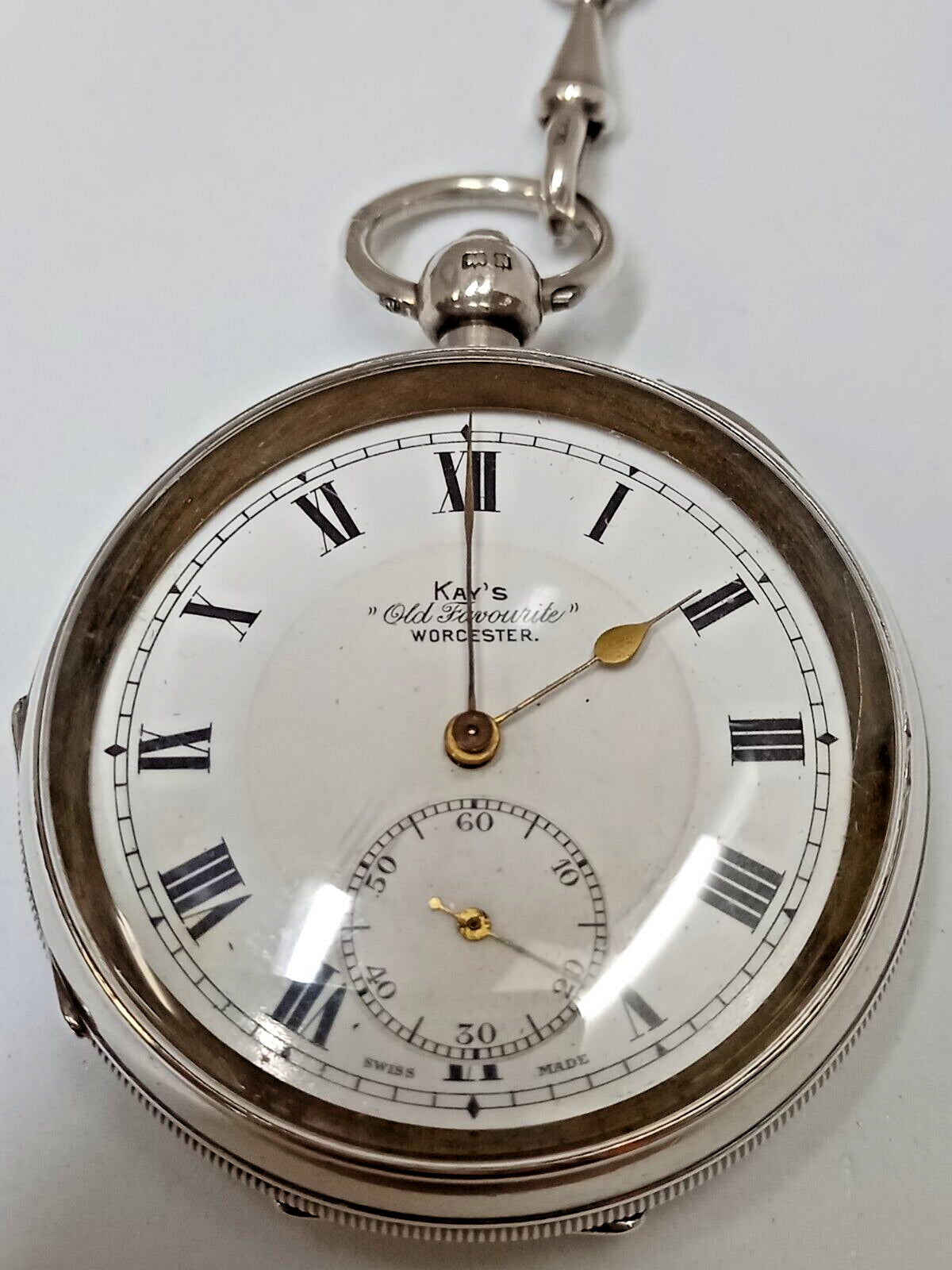 Bid on A1930 SILVER KAYS “OLD FAVOURITE” POCKET WATCH. WITH ORIGINAL HEAVY SILVER CHAIN- Buy &amp; Sell on Auction with EAMA Group