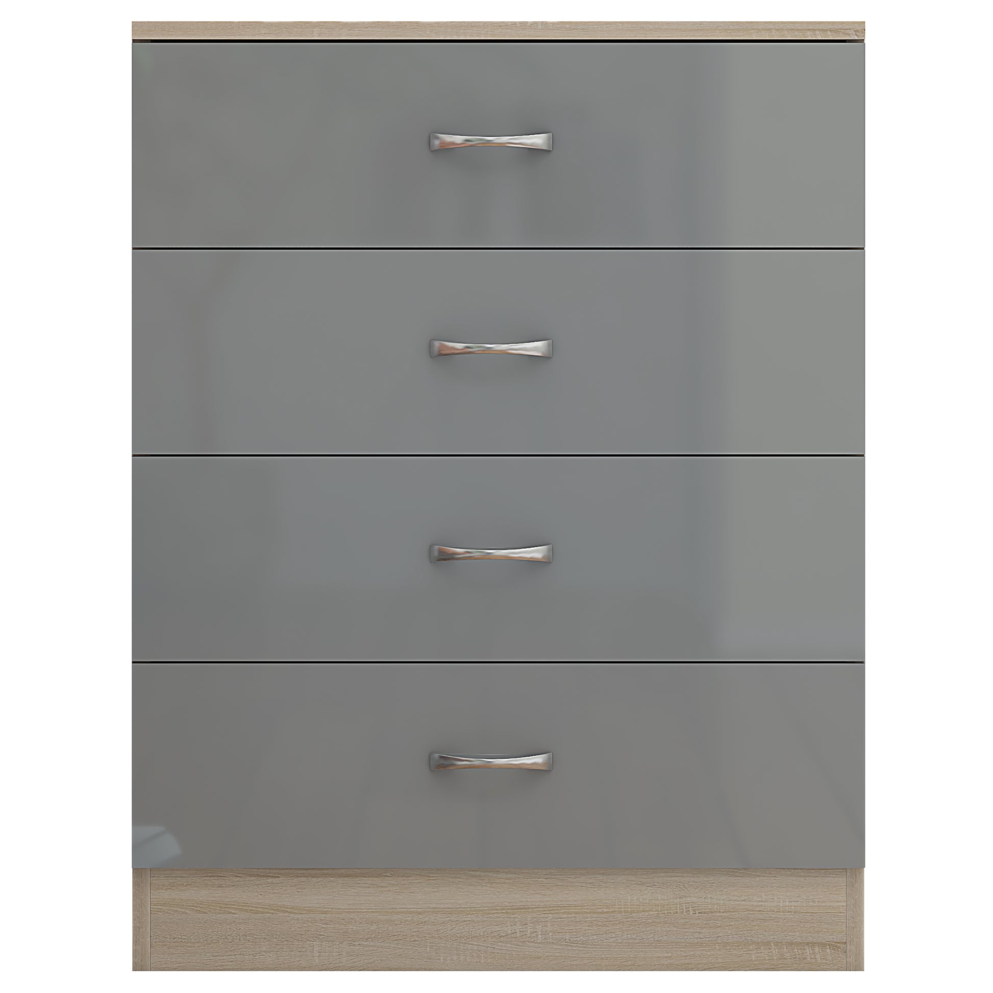 Bid on 4 DRAWER CHEST - HIGH GLOSS GREY ON SONOMA OAK FRAME- Buy &amp; Sell on Auction with EAMA Group